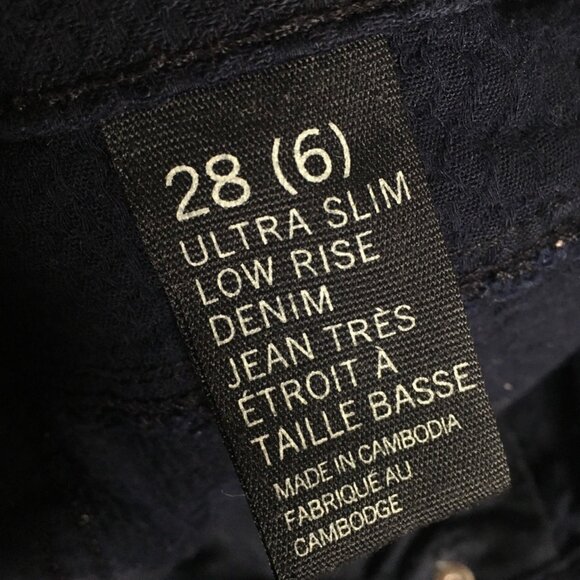 Joe Fresh Ultra Slim Low Rise Skinny Jeans Size 28 / 6 Blue Textured Snaneskin - Picture 6 of 6